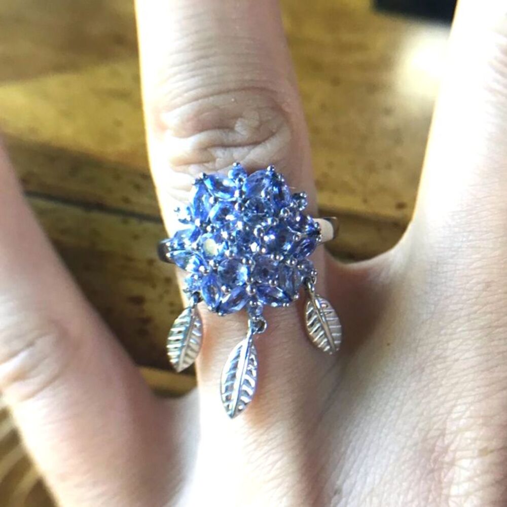 Natural Tanzanite Sterling Silver Dream Catcher Ring Size 7